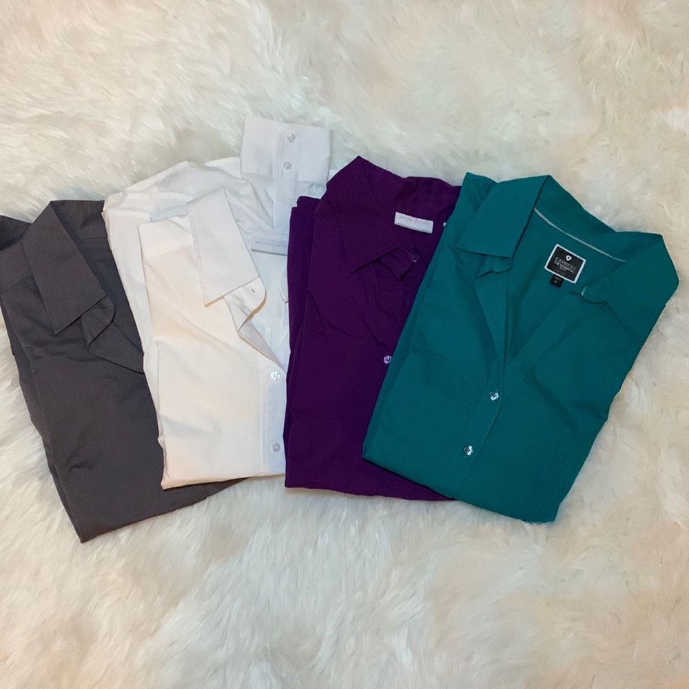 Set of 4 button up collar work shirts